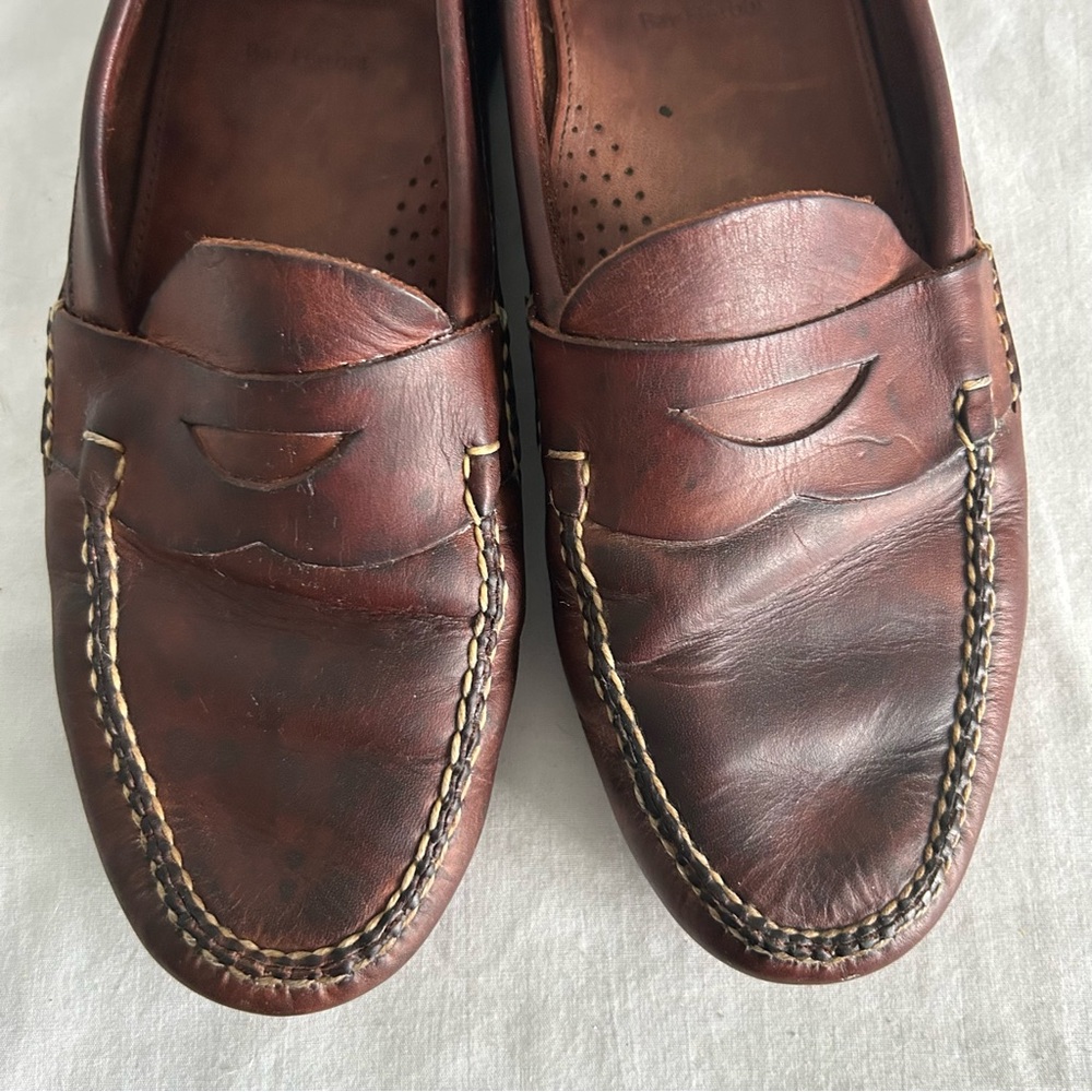 Men’s ALLEN EDMONDS Burgundy Brown Leather Penny Loafers Size 11.5 - Picture 3 of 9
